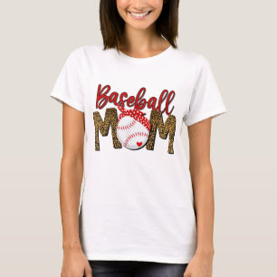 Camiseta Leopard Baseball Mother's Day Red Headband Wom