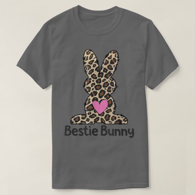 Camiseta Leopard Bestie BFF Conejo de Pascua Feliz Día de P (Diseño del anverso)