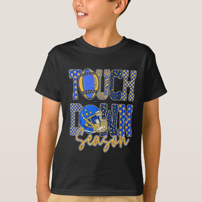 Camiseta Leopard Blue Gold Checkered Football Touchdown Sea (Anverso)