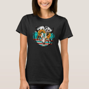 Camiseta Leopard Boho Bull Skull Sunflower País Occidental