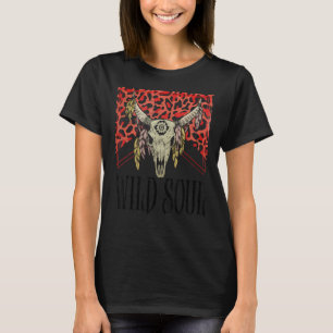 Camiseta Leopard Boho Bull Skull Wild Soul West Country