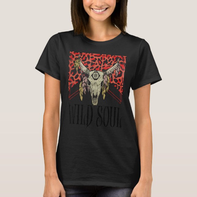 Camiseta Leopard Boho Bull Skull Wild Soul West Country (Anverso)