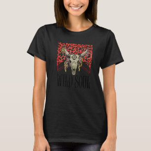 Camiseta Leopard Boho Bull Skull Wild Soul West Country