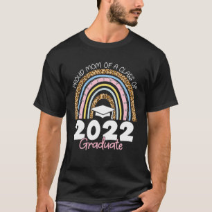 Camiseta Leopard Boho Rainbow Proud Mom Class Of 2022 Gradu