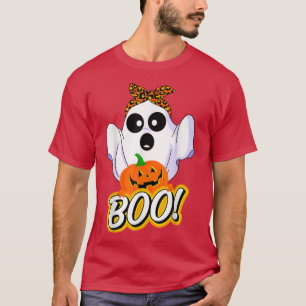 Camiseta Leopard Boo Ghost Witchy Otoño Costume de Hallowee