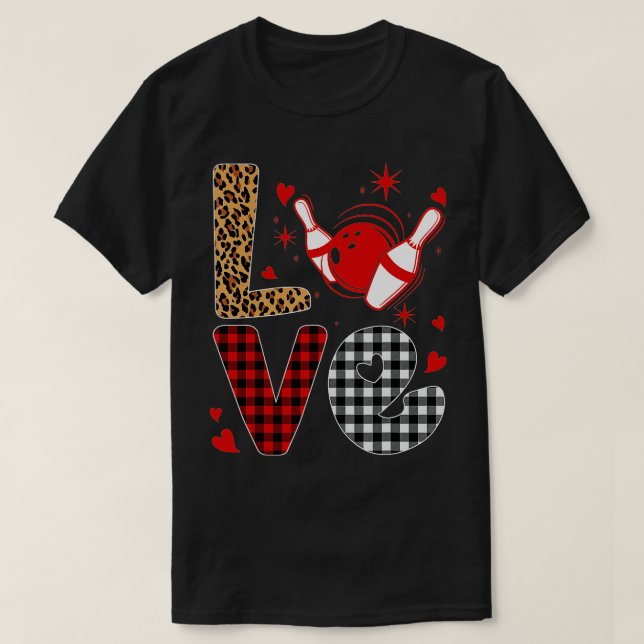 Camiseta Leopard Buffalo Plaid Bowling Player Funny Valenti (Diseño del anverso)