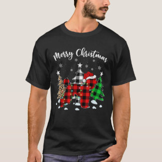Camiseta Leopard Buffalo Plaid Standard Poodle Dog Christma