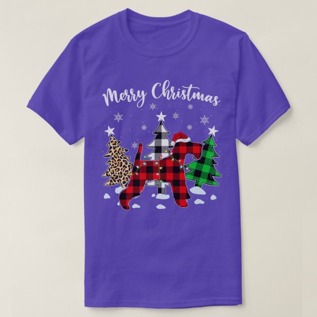 Camiseta Leopard Buffalo Plaid Wire De Terrier Dog Christma (Diseño del anverso)