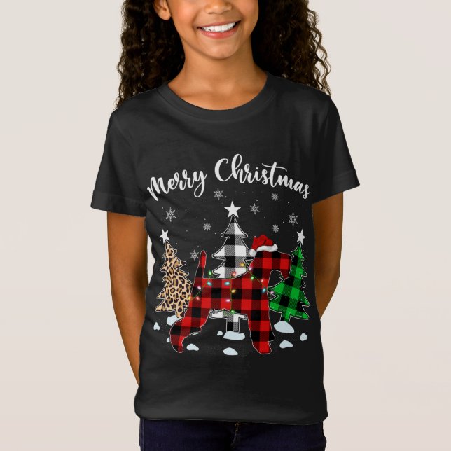 Camiseta Leopard Buffalo Plaid Wire Fox Terrier Dog Christm (Anverso)