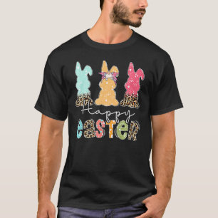 Camiseta Leopard Bunnies Cheetah Rabbit Kids Girls Eggs Hap