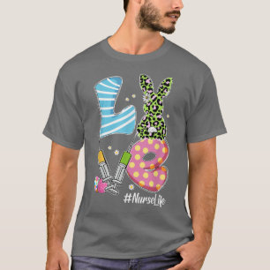 Camiseta Leopard Bunny LOVE Nurse Life Funny Easter Day Chr