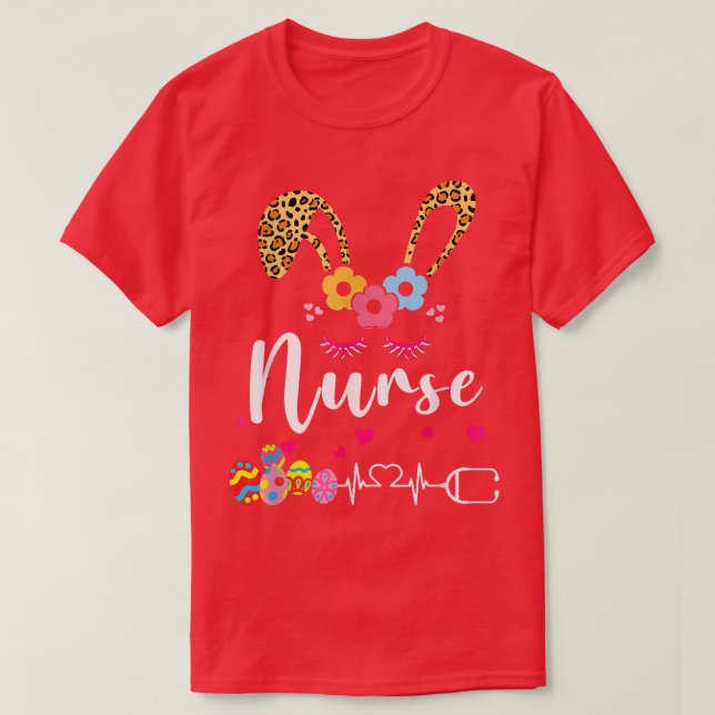 Camiseta Leopard Bunny Nurse Feliz Pascua  (Diseño del anverso)
