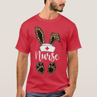 Camiseta Leopard Bunny Nurse Happy Easter Day Eggter Hunter