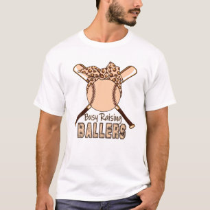 Camiseta Leopard Busy Raising Ballers Funny Mom Baseball Mo