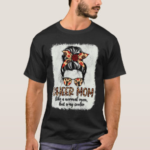 Camiseta Leopard Cheer Mom Cute Messy Bun Chearader Mothe
