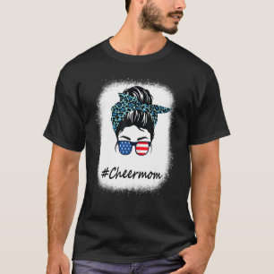 Camiseta Leopard Cheer Mom Messy Bun Mother's Day
