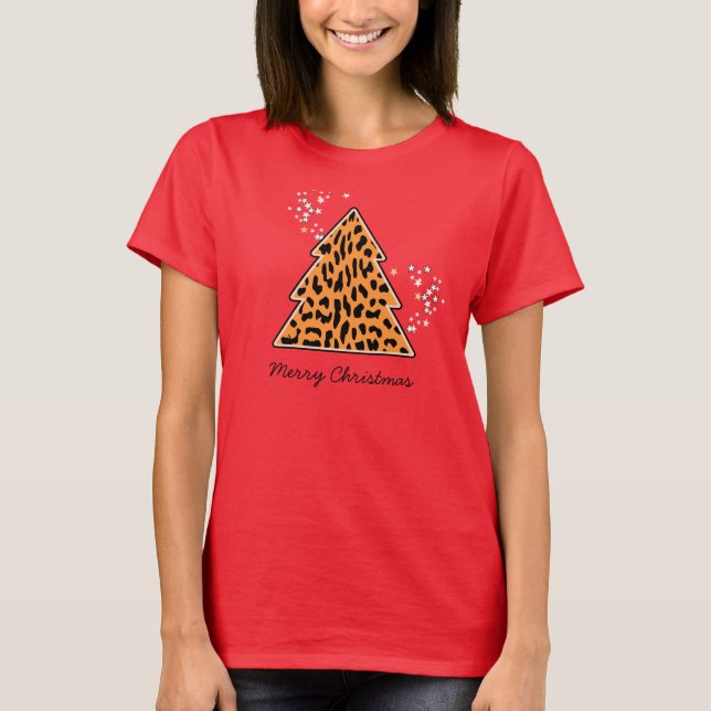 Camiseta Leopard cheetah Christmas Tree (Anverso)