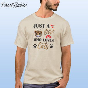 Camiseta Leopard, Chica que ama a los gatos, letra de impre