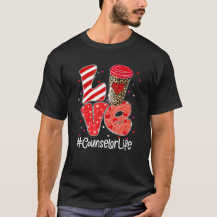 Camiseta Leopard Coffee Love Counselor Life Día de San Val