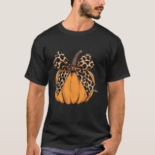 Camiseta Leopard Coquette Bow Pumpkin Season Spooky Hallowe