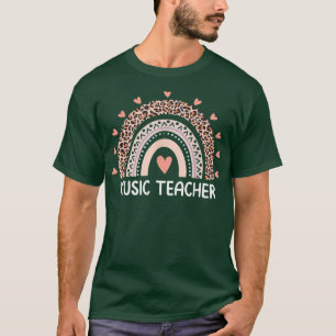 Camiseta Leopard Cute Rainbow Music Teacher Back To School