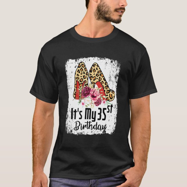 Camiseta Leopard de tacones altos de 35 años es mi cumpleañ (Anverso)