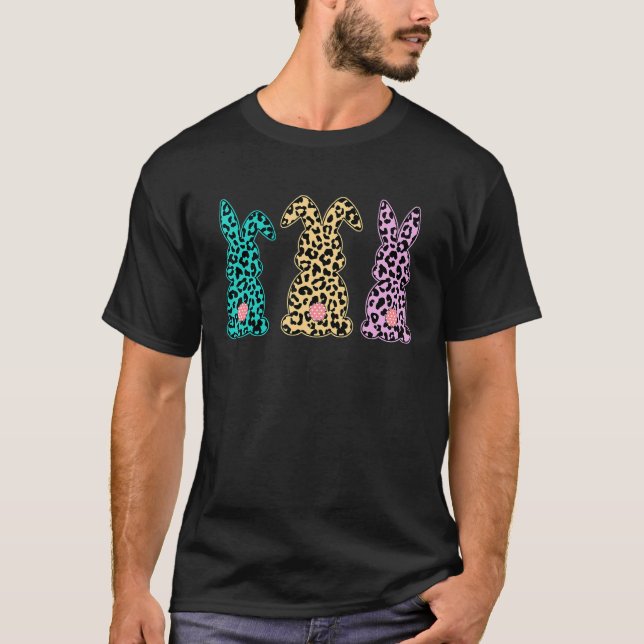 Camiseta Leopard Easter Bunny Easter Day Rabbit Trio (Anverso)