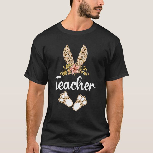 Camiseta Leopard Easter Bunny Rabbit Cute Easter Day Teache (Anverso)
