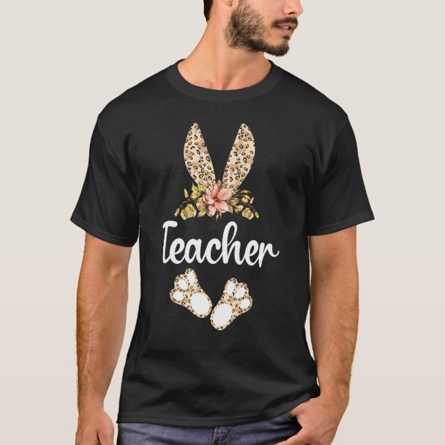 Camiseta Leopard Easter Bunny Rabbit Cute Easter Day Teache (Anverso)
