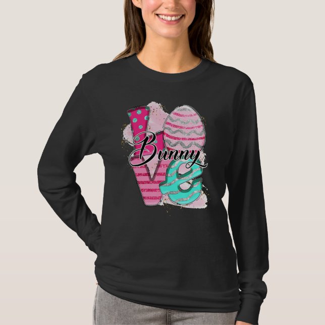 Camiseta Leopard Easter Bunny Rabbit Easter Egg Love Happy (Anverso)