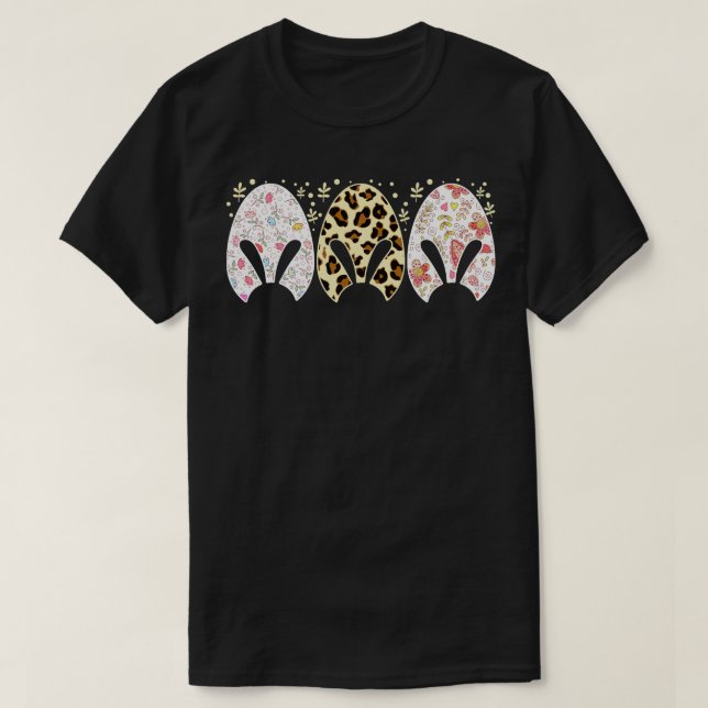 Camiseta Leopard Easter Bunny Rabbit Trio Cute Easter (Diseño del anverso)