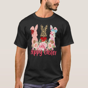 Camiseta Leopard Easter Bunny Rabbit Trio Cute Easter