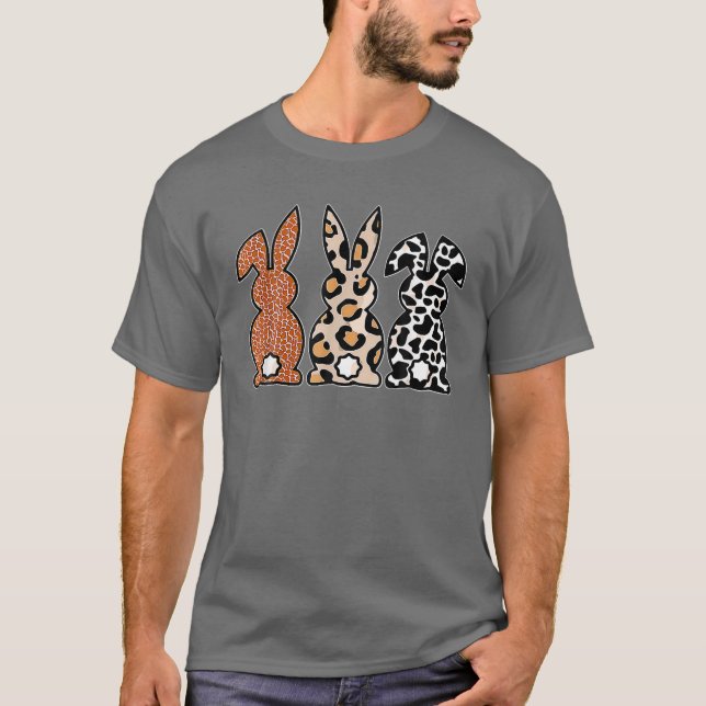 Camiseta Leopard Easter Bunny Rabbit Trio Cute Easter Day (Anverso)