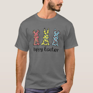 Camiseta Leopard Easter Bunny Rabbit Trio Cute Easter Day