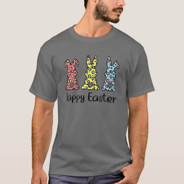 Camiseta Leopard Easter Bunny Rabbit Trio Cute Easter Day (Anverso)