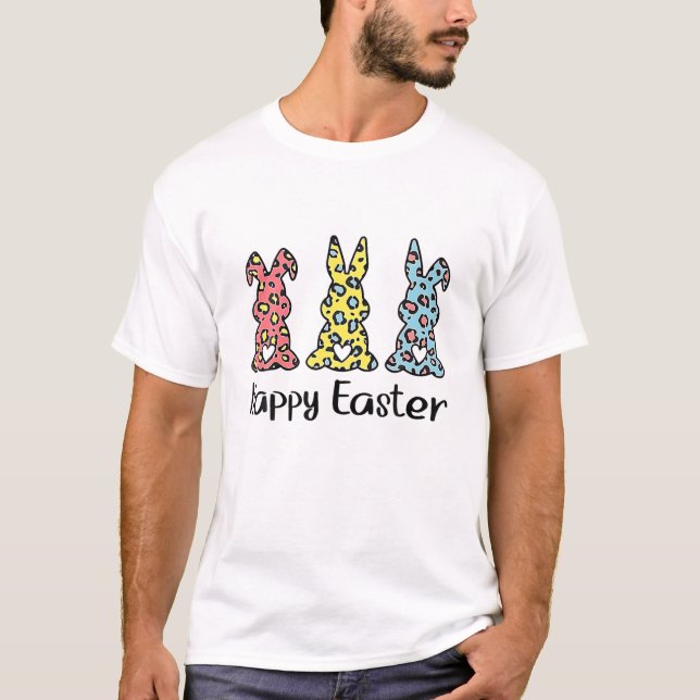 Camiseta Leopard Easter Bunny Rabbit Trio Cute Easter Day (Anverso)