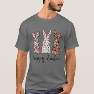 Camiseta Leopard Easter Bunny Rabbit Trio Cute Easter Day