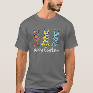 Camiseta Leopard Easter Bunny Rabbit Trio Cute Easter Day