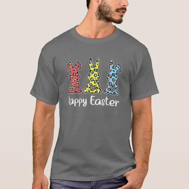 Camiseta Leopard Easter Bunny Rabbit Trio Cute Easter Day (Anverso)