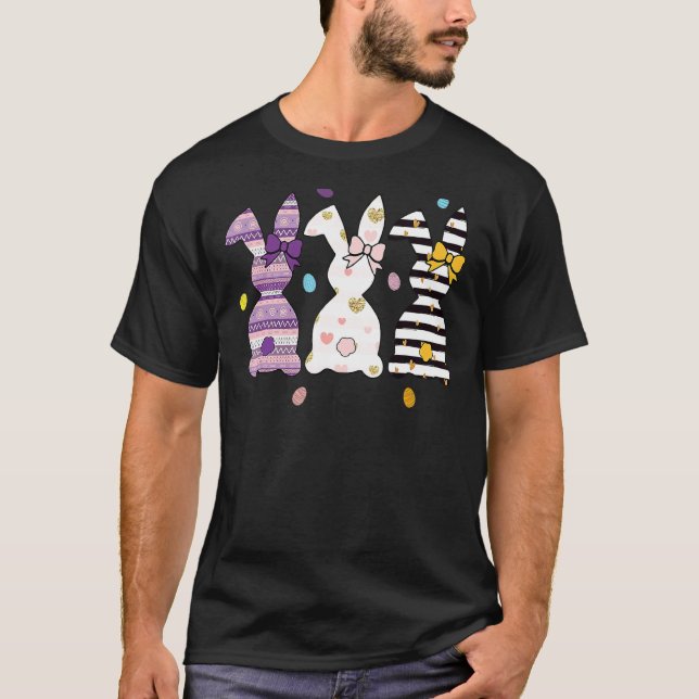 Camiseta Leopard Easter Bunny Rabbit Trio Cute Easter Day 1 (Anverso)