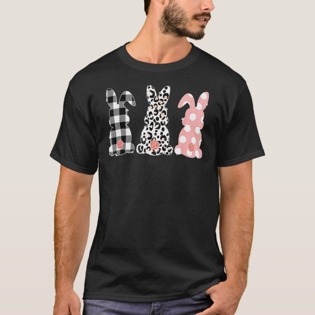 Camiseta Leopard Easter Bunny Rabbit Trio Cute Easter Day 1 (Anverso)