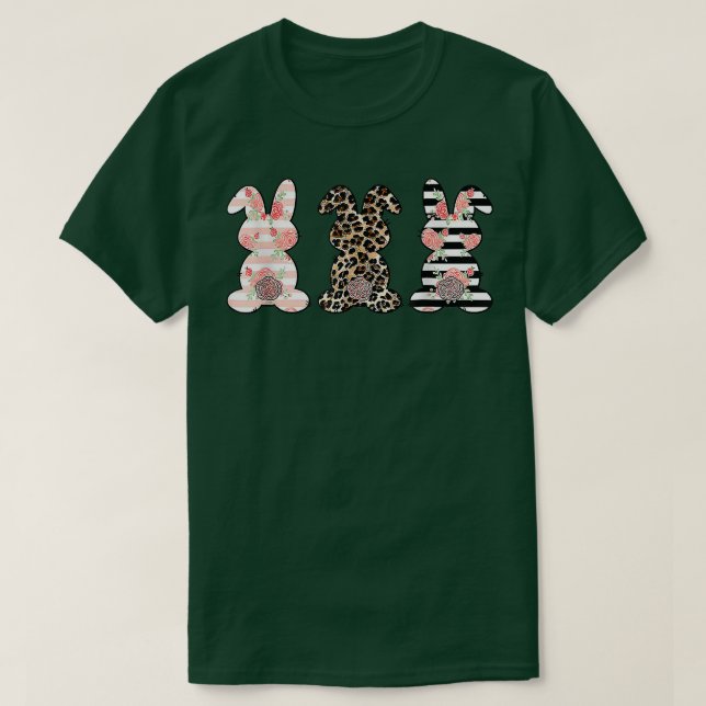 Camiseta Leopard Easter Bunny Rabbit Trio Cute Easter Day 2 (Diseño del anverso)