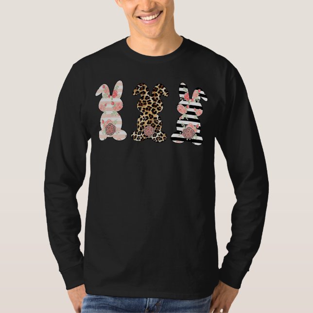 Camiseta Leopard Easter Bunny Rabbit Trio Cute Easter Day 2 (Anverso)