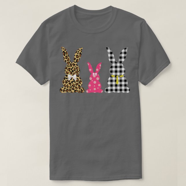 Camiseta Leopard Easter Bunny Rabbit Trio Cute Easter Match (Diseño del anverso)