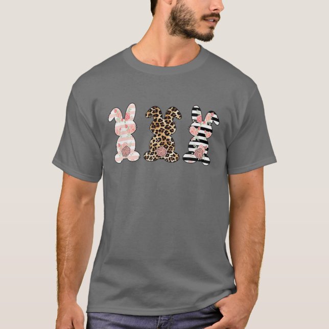 Camiseta Leopard Easter Bunny Rabbit Trio Cute Easter T (Anverso)