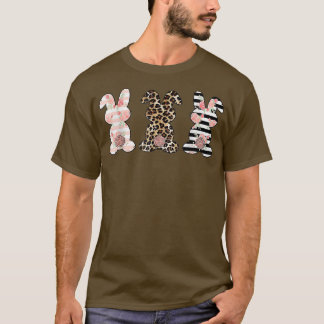 Camiseta Leopard Easter Bunny Rabbit Trio Cute Easter T 