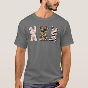 Camiseta Leopard Easter Bunny Rabbit Trio Cute Flowe