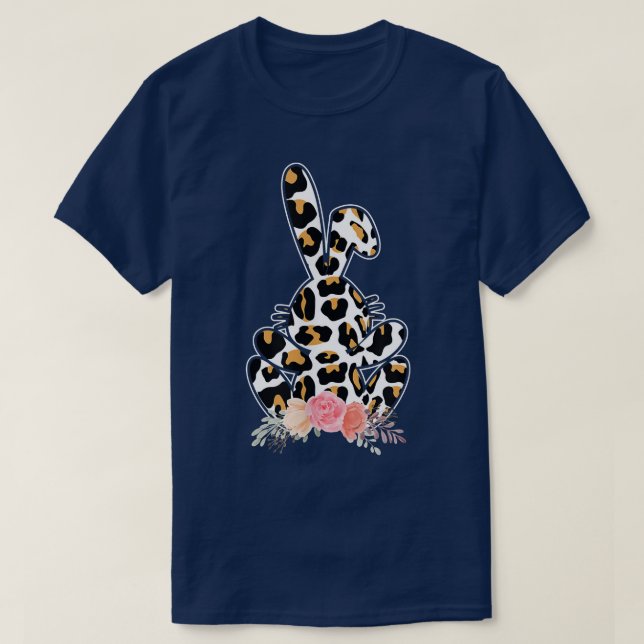 Camiseta Leopard Easter Bunny Rabbit Trio Feliz Pascua (Diseño del anverso)