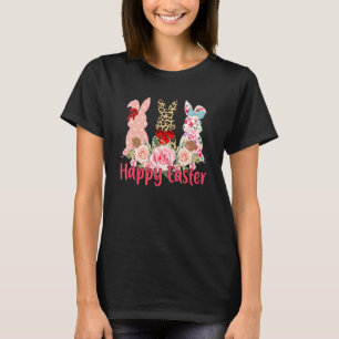 Camiseta Leopard Easter Bunny Rabbit Trio Feliz Pascua