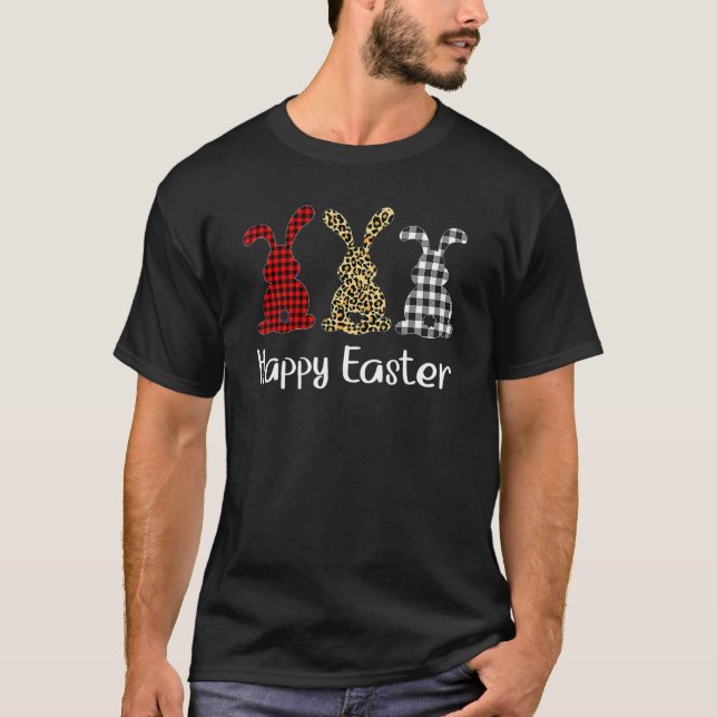 Camiseta Leopard Easter Bunny Rabbit Trio Feliz Pascua (Anverso)